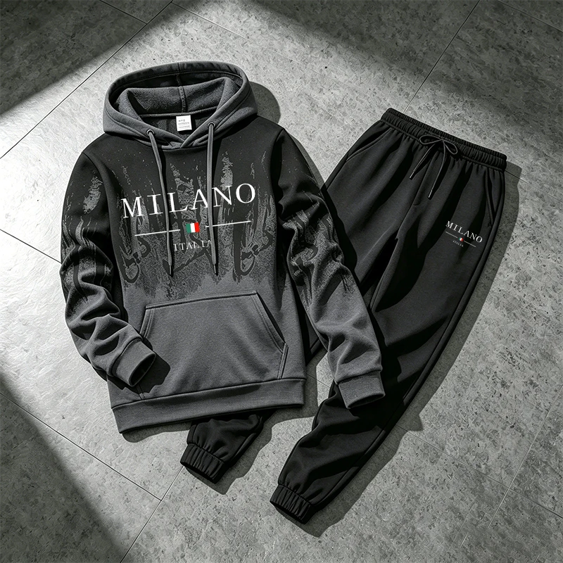 Winter Clothing Usa - Męski dres z kapturem z efektem