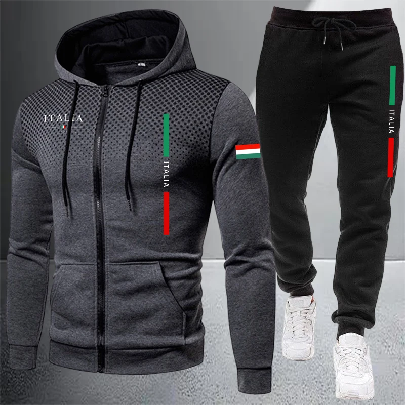 Winter Clothing Matching - Męski dres sportowy z kapturem na