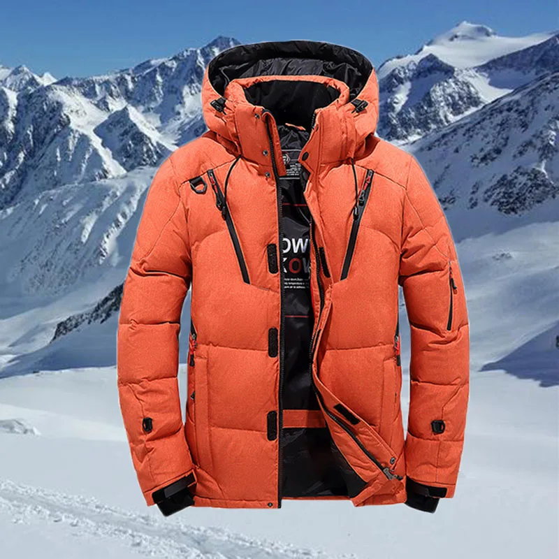 Warm Winter Clothing - Zimowa kurtka puchowa Męski biały płaszcz