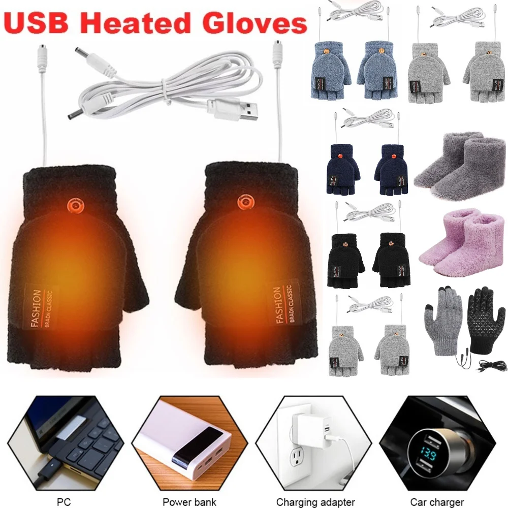Knit Glove Touch Screen - Rękawice elektryczne USB z ogrzewaniem, zimowe,
