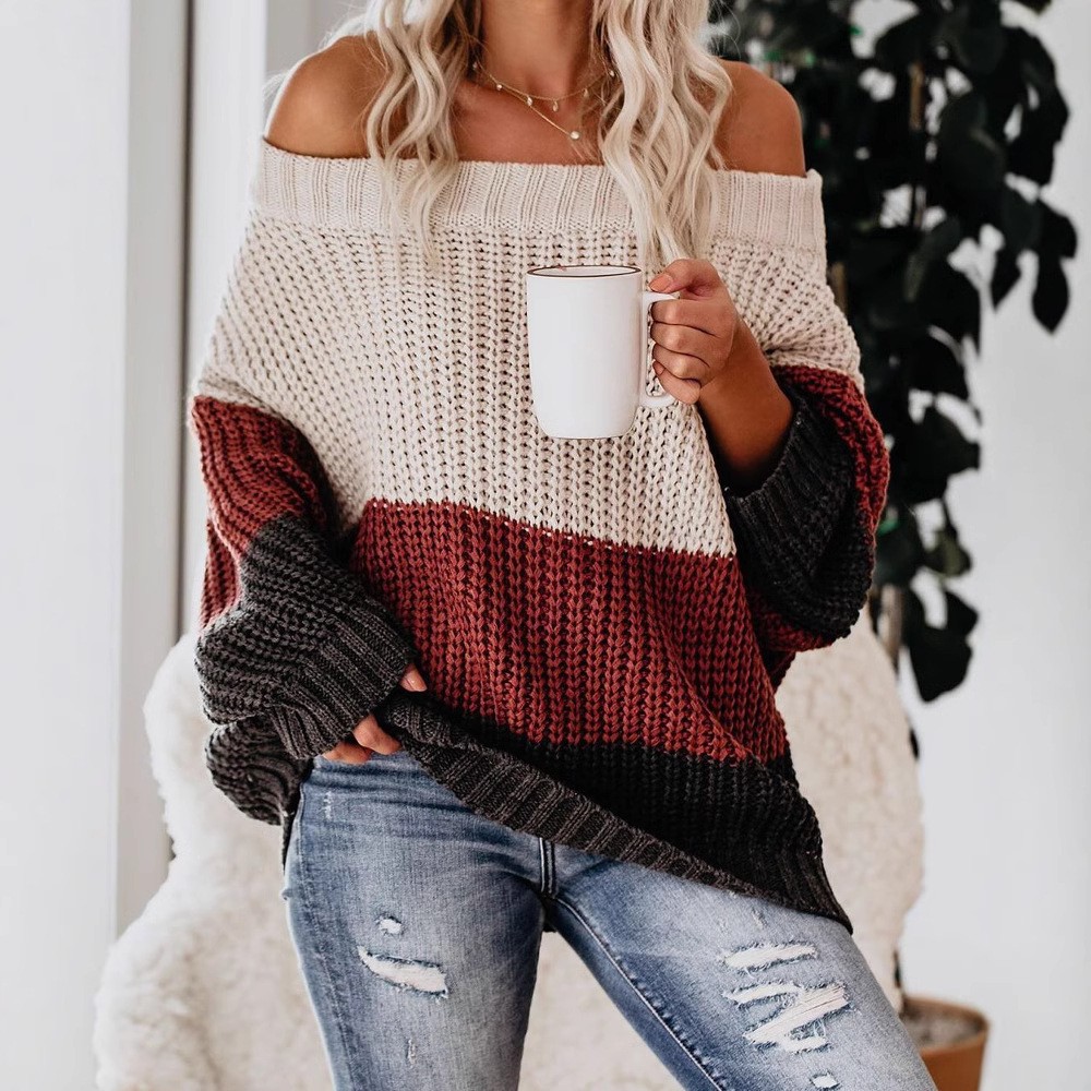 Winter Clothing Sale Women - Damski sweter z odkrytymi ramionami, długim