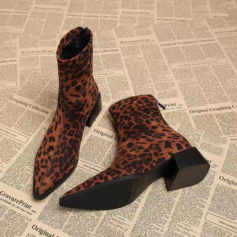 Winter Clothing Ladies - Nowe Damskie Botki na Niskim Obcasie,