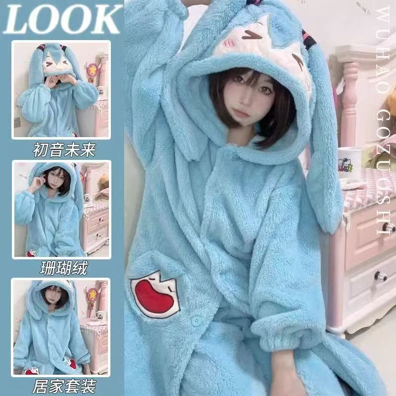 Warm Winter Clothing - Piżama Anime Miku, uroczy zimowy komplet