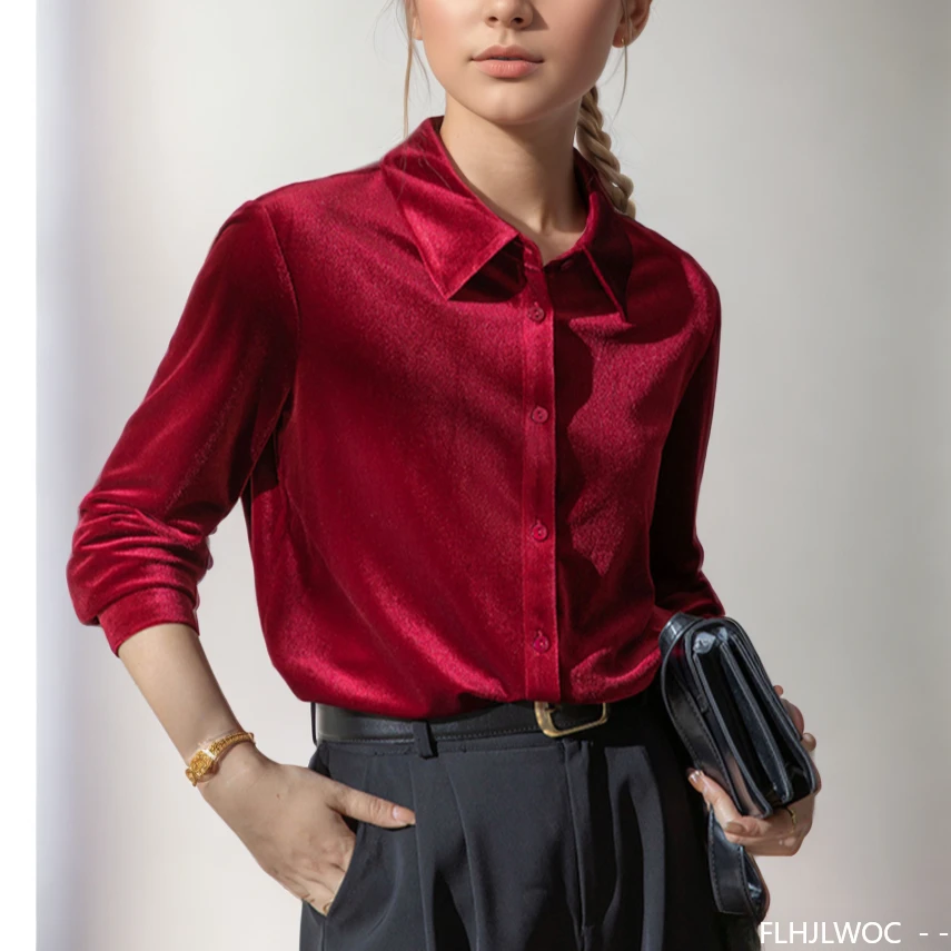 Winter Clothing Vintage - Czarny Czerwony Aksamitny Top Bluzka Nowy